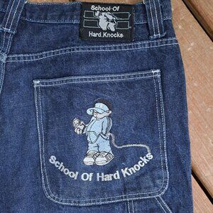 %Vintage Sz 38 Men Denim Carpenter Shorts School Hard Knocks Lil Bolo / J2